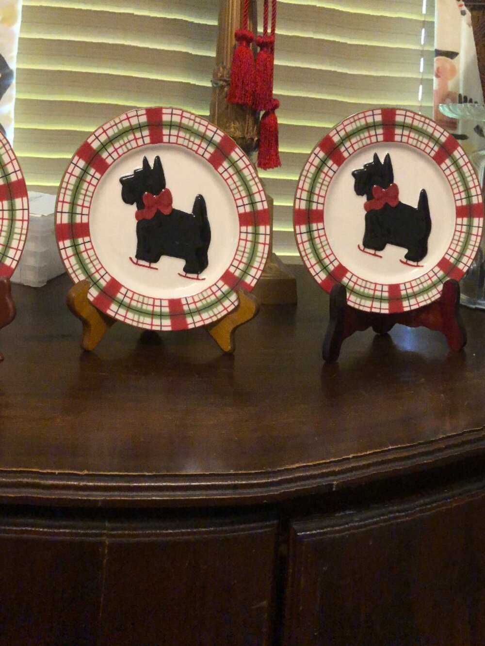 4 Scottish Terrier Holiday Salad plates by Kate Williams